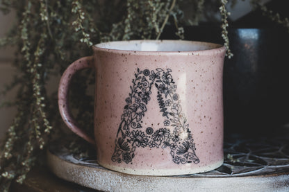 Monogram Mug "A" in Cherry Blossom