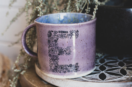 Monogram Mug "E" in Lavender