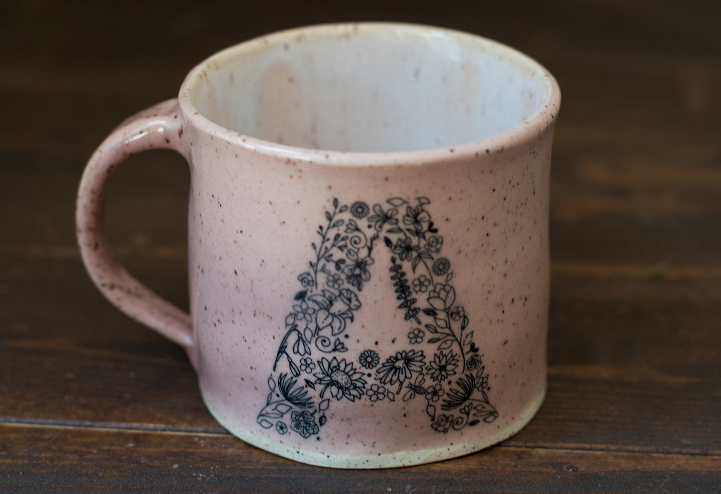 Monogram Mug "A" in Cherry Blossom