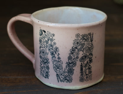 Monogram Mug "M" in Cherry Blossom