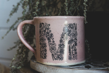 Monogram Mug "M" in Cherry Blossom