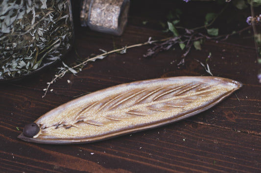 Hand Carved Feather Incense Holder - Air Element